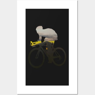 Cycling racing cyclist on the wide country road Posters and Art